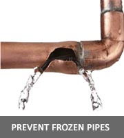 FROZEN PIPES Graphic with link to a prevention brochure.