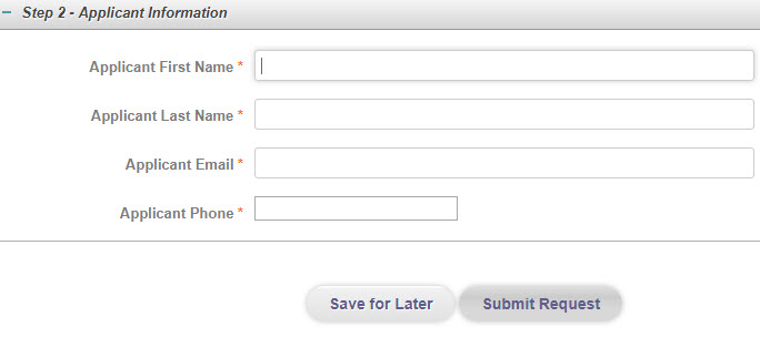 Deferred Submittal and Revision Application Process - Image of Deferred Submittal Application Form Applicant  Fields