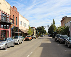 Main Street in Downtown Hillsboro on a sunny day. 