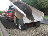 Asphalt truck during pavement maintenance