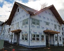 A muti-unit housing building is under construction