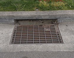 A catch basin storm drain is a grated opening near a curb