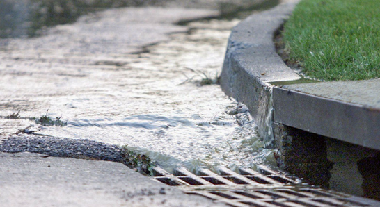 Stormwater entering a drain