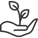 Icon of a plant growing from the palm of a hand