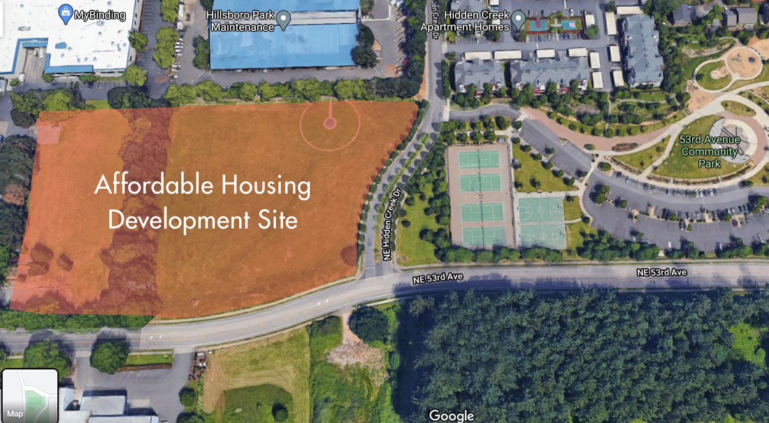 Affordable housing development site near 53rd Avenue Community Park