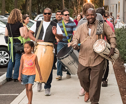 Drummers at outdoor festival