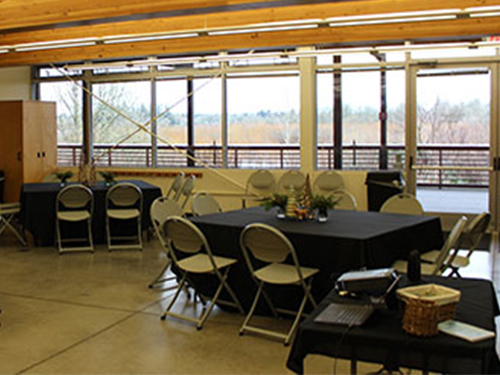 Classroom Set for Party with Black Linens