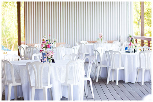 Deck Rental with White Tables