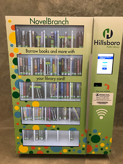 The NovelBranch library book checkout kiosk at Hidden Creek Community Center