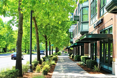 A sidewalk in the Orenco neighborhood