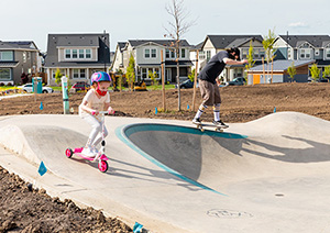 Tamarack Park Skate Spot Little Girl and Dad Skateboarding