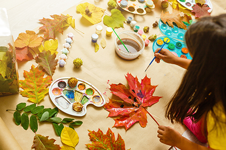 Watercolors and fall leaves.