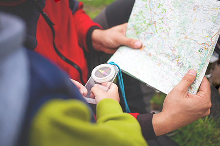 Photo of map and compass.