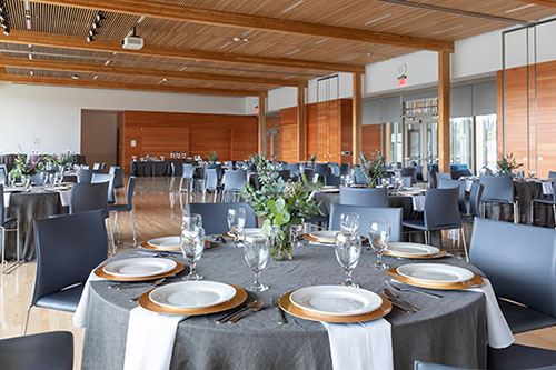 The Kalapuya Room set up for a wedding at Hidden Creek Community Center