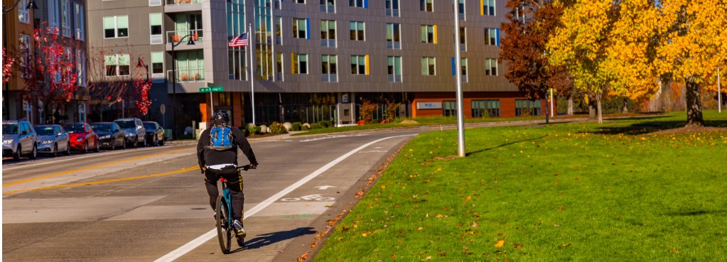 Amberglen Development with Bicyclist