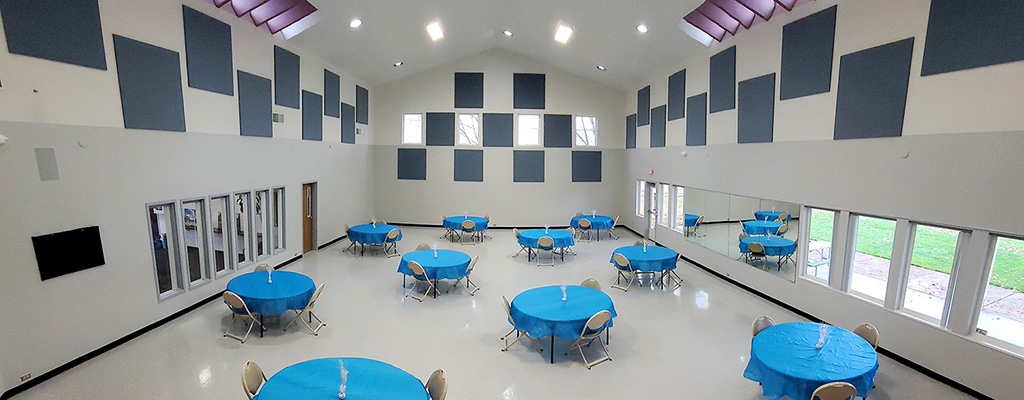 Large room with tables at Tyson Rec