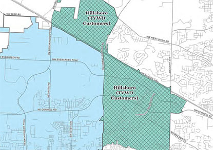 Map of Tualatin Valley Water District Service Area