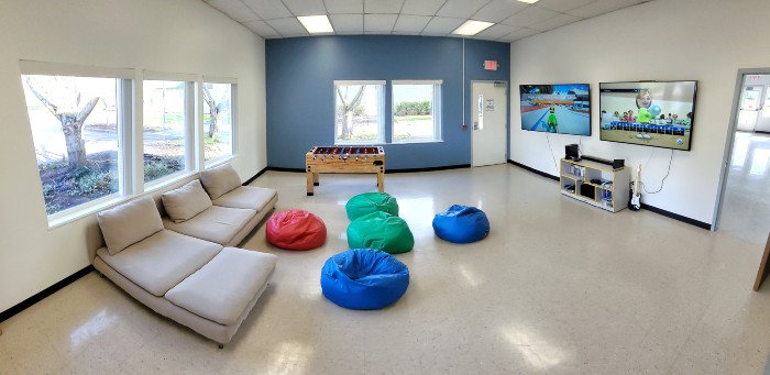 Tyson Rec Room with couch and bean bag chairs