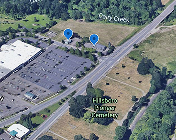 A Google Earth view of the purchased location for Hillsboro's future year-round shelter