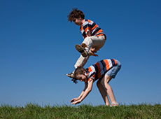 Kids playing leap frog