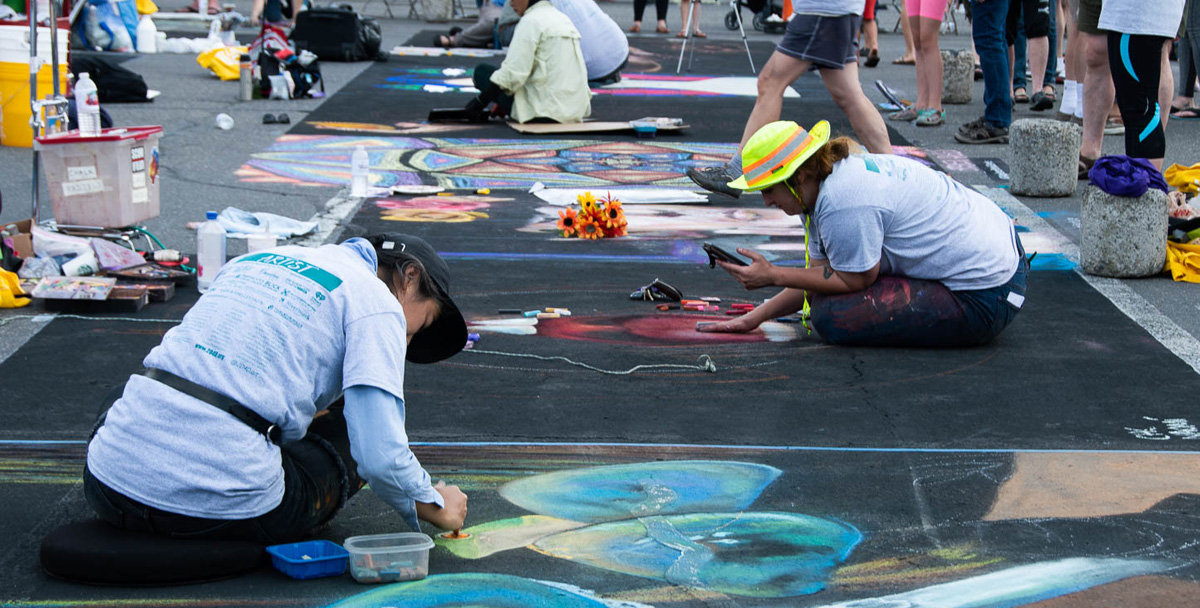 Chalk artists working