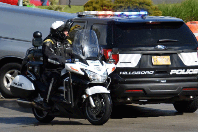 Hillsboro Police vehicles.