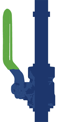 Graphic of water service line with a shutoff lever