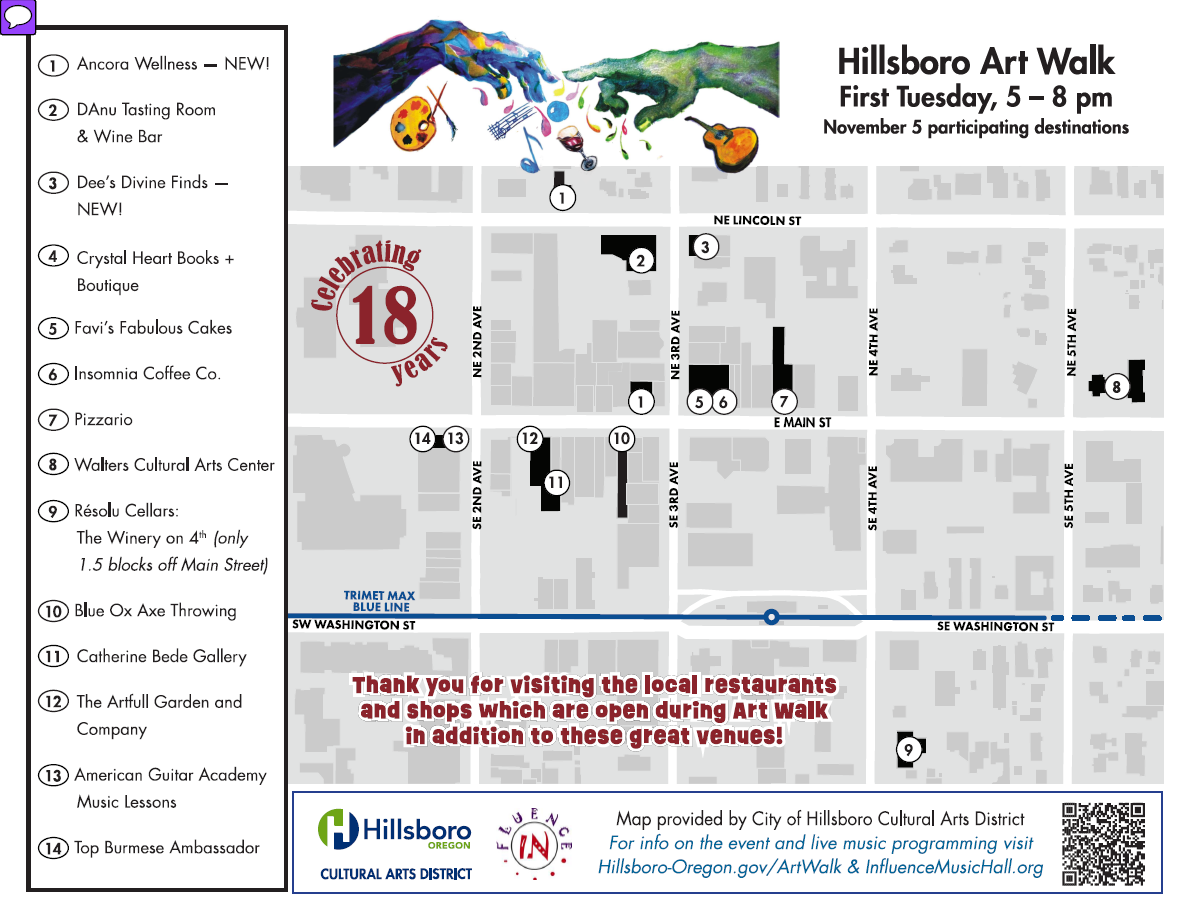 November 2024 Art Walk Map of Venues and Businesses