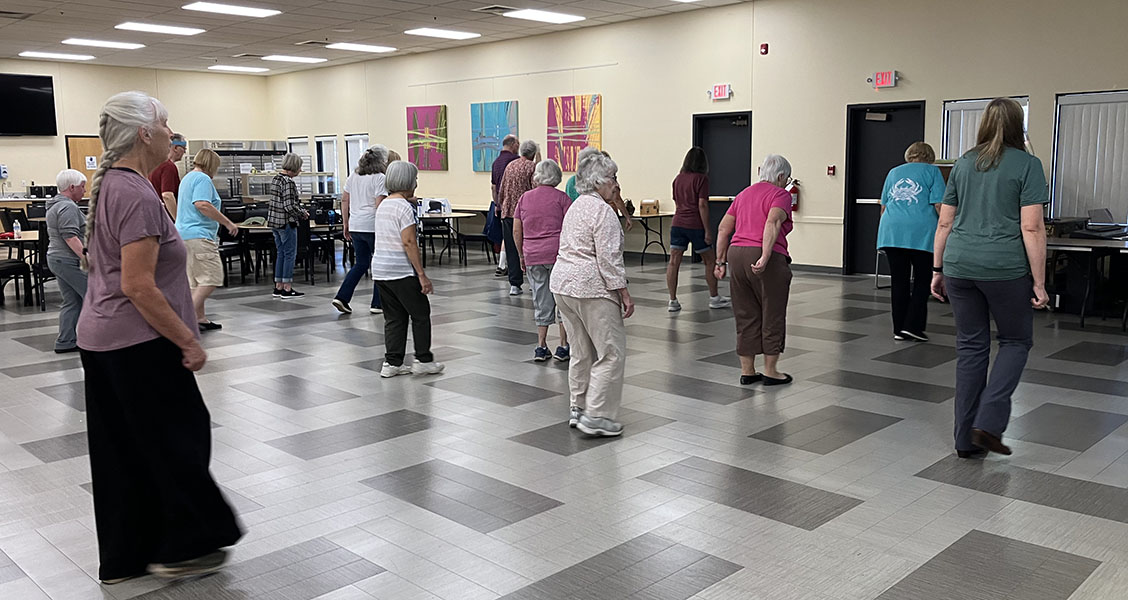 Seniors Line Dancing at the Hillsboro Community Senior Center.