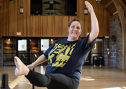 Adult ballet student at the barre