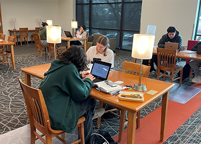 Patrons studying in Brookwood Library