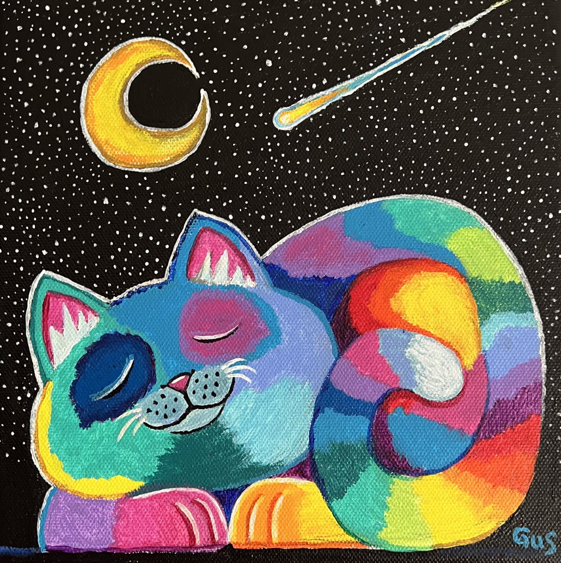 Sleeping Rainbow Kitty by Nick Gustafson