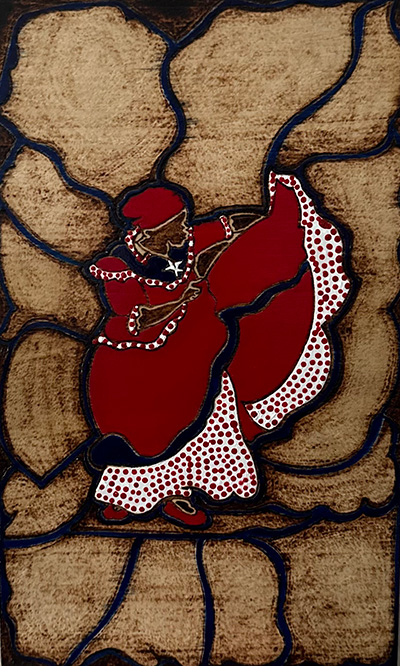 Pyrography by Luis Jimenez)Dancer in red