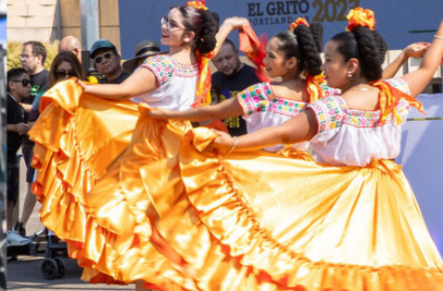 People dancing in tradition dresses