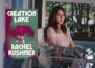 Rachel with book cover of Creation Lake