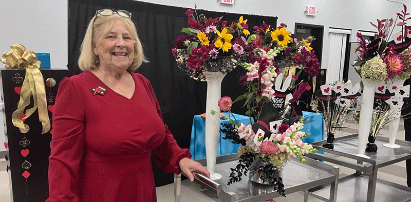 Woman at a holiday bazaar booth