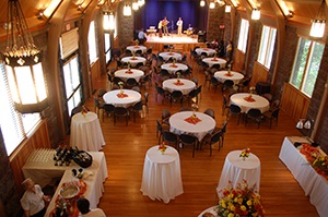 Image of the Walters Theatre decorated for a special dinner event.