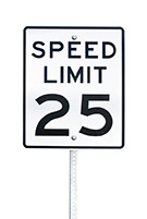 Image of a 25 miles per hour speed limit sign 